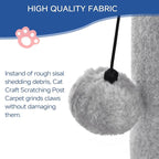 Cat Scratching Post Carpet Scratching Post 41" for Indoor Cats, Tall Cat Scratch Post, Carpet Cats Scratcher with Replaceable Toys, Sturdy Base, Large, Light Gray