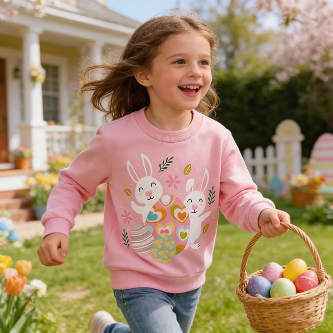 RETSUGO Toddler Baby Girls Sweatshirts Casual Pullover Crewneck Winter Long Sleeve Tops Shirts Clothes 3T-8T