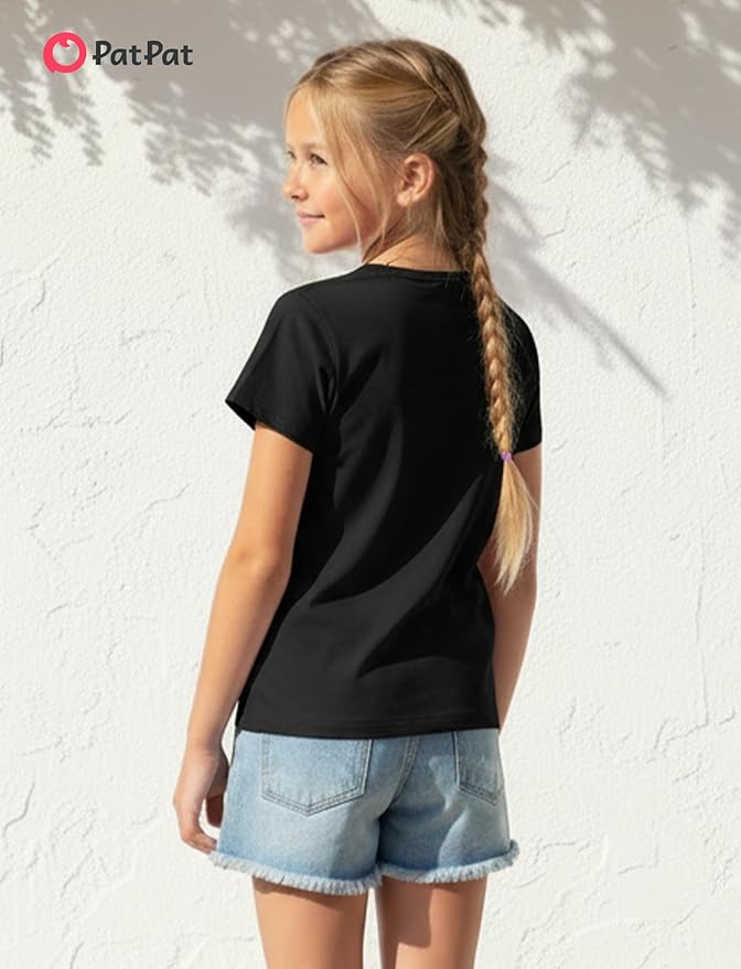 PATPAT Girls Crewneck Short Sleeve Graphic Tees Animal Print Shirts Cute Summer Outfits 5-12 Years