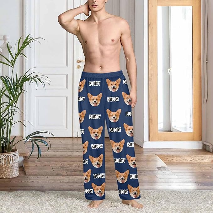 Custom Couple Pajama Pants Sock with Funny Face, Personalized PJ Anniversary Birthday Women Men Pants