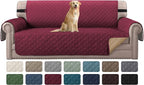 H.VERSAILTEX Sofa Slipcover for Dogs/Cats/Pets Sofa Cover Quilted Furniture Protector with Non Slip Elastic Strap Water Resistant Sofa Covers Couch Covers Seat Width to 66" (Sofa, Red/Tan)