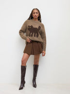 CIDER Women’s Cat Sweater Long Sleeve Crew Neck Fun Graphic Cute Patterned Chunky Pullover Sweater Tops