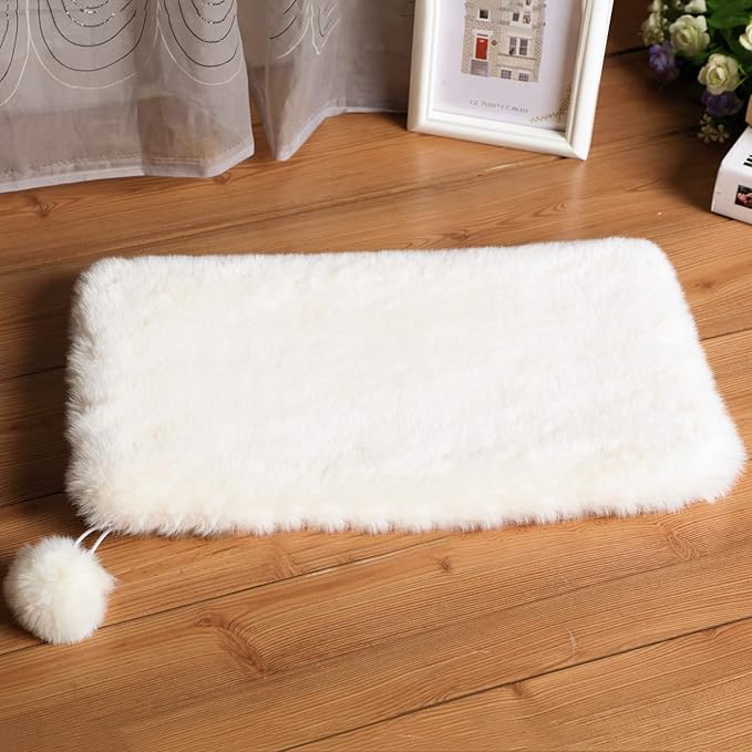 SHENGOCASE 2-Pack 16" x 23.6" Faux Rabbit Fur Cat Dog Bed Cushion, Soft and Non-Shedding