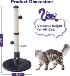 33'' Tall Cat Scratching Post for Adults Cats, Sturdy Large Scratch Pole with Hanging Ball with Fun Mouse Hole, Scratching Posts for Indoor with Durable Natural Sisal Rope (Darkgrey)