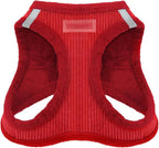 Best Pet Supplies - All Weather Plush, Reflective, No Pull Harness for Small, Medium Dogs, Cats - Secure with Hook & Loop Fastener, Buckle, Double D-Rings - Harness (Red Corduroy), S
