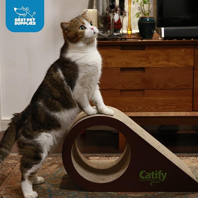 Best Pet Supplies Catify Cat Scratcher, Fun Interactive Scratchers, Posts, Poles, Claw Safe, Furniture Saver Indoor Play Support Natural Cat Behaviors Heavy Duty - Droplet