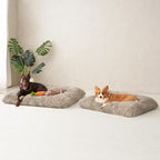 EHEYCIGA Fluffy Dog Crate Bed for Small Dogs, Plush Faux Fur Crate Pad, Calming Anti Anxiety Small Dog Bed, Washable Soft Warm Mat with Non-Slip Bottom, Taupe