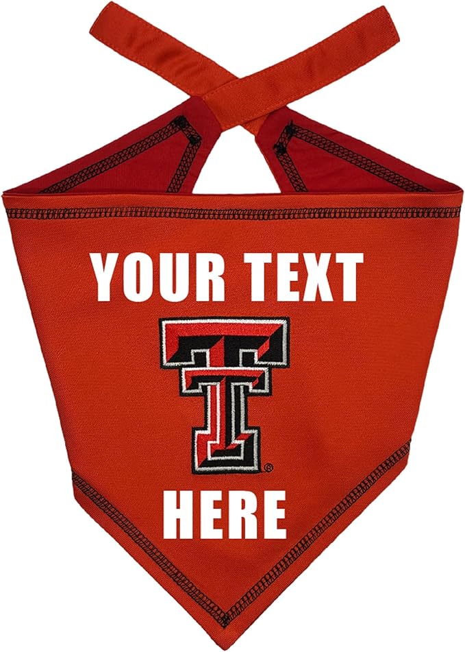 Pets First NCAA Texas TECH Raiders Personalized Tie Around Bandana for Dogs & Cats, Size Small/Medium. Custom Dog Bandana Scarf Bib for Pet Cat Dog. The Ultimate Game-Day & Party Customizable Bandana