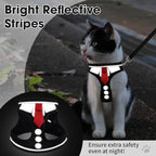 Cat Harness and Leash Set for Walking Escape Proof, Soft Adjustable Kitten Harness Breathable Mesh with Reflective Strips Harness for Kitty Puppy Bunny (Black, Large)