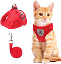 Red Cat & Dog Vest Harness - All Weather Mesh, Reflective Strap, Adjustable Step-in Harness for Small Pets (Red, S)