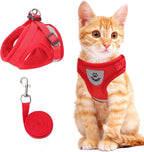 Red Cat & Dog Vest Harness - All Weather Mesh, Reflective Strap, Adjustable Step-in Harness for Small Pets (Red, S)