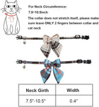 ADOGGYGO Plaid Cat Collars with Removable Bow Tie Bell, 2 Pack Beige Blue Plaid Kitten Bow Collar for Cats Kittens