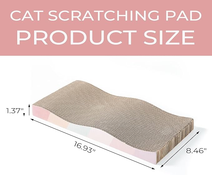 Cat Scratching Pads Cardboard Cat Scratchers for Indoor Cats Reversible Large Wide Corrugated with Catnip and Mini Toy(5pcs)