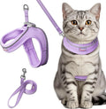Cat Harness and Leash Set,Escape Proof Kitten Harness,Step in Adjustable Soft Lightweight,Easy Control,Reflective Strips Comfortable for Walking Travel(Violet Purple,XXXS)