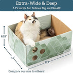 Extra Large Cardboard Cat Scratcher with Refillable Double-Sided Scratch Pad, No‑Mess Cat Scratching Box for Indoor Cats