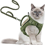 AIWAI Tactical Cat Harness for Walking Escape Proof, Adjustable Pet Vest Harness, Soft Mesh with Control Handle for Large Cat Small Dog, Gift with Patch