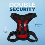 Voyager Escape-Proof Step-in Lock Cat Harness & 5ft Neoprene-Handle Leash Set All-Weather Mesh with Reflective Stitching for Small to Large Cats by Best Pet Supplies, Red/Black Trim, XXXS