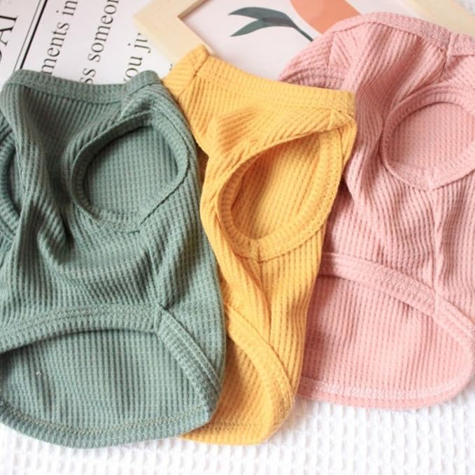Cotton Dog & Cat Shirt Summer Lightweight Pet T-Shirts Soft Breathable Stretchy Tee Shirt Sleeveless Vest Dog Apparel, 2PCS Yellow&Pink
