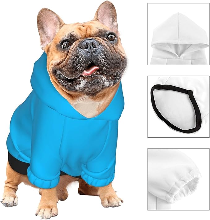 Dog Hoodie Design Your Own Personalized Pet Hoodies Small Pets Wear Shirt Customized Dog Clothes Custom Hooded Sweatshirt Pullover Text Image Dogs Puppy Cat and Kitten, Deep Sky Blue, XL,