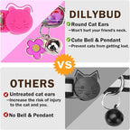 Cat Collar Breakaway with Bells, Pink Cat Bowtie Collar for Girl Cats, Small Cat Collar with Bow for Spring Summer, 2 Pack Soft Cute Floral Kitten Collar with Removable Shirt Collar 8-12Inch