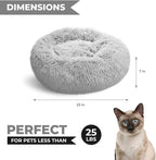 Whiskers & Friends Cat Bed, Cat Beds for Indoor Cats Washable, Orthopedic Soft Fluffy Round Calming Pet Bed for Small to Large Kitty Kittens & Dogs, Small Dog Beds & Furniture - with Blanket