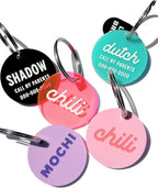 Personalized Pet ID Name Tag Charm – Custom Engraved Contact Information – Acrylic Collar Pendant w/Stainless Steel Ring for Harnesses – Lightweight for Dogs Cats (Wavy, Black)