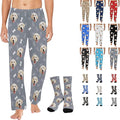 Artsadd Personalized Christmas Pajama Pants Socks for Men Custom Photo Pajama Bottoms for Men S-XXL