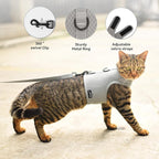 Kitty Harness and Leash for Walking Escape Proof Breathable Mesh Fabric, Solid Grey, X-Small, Adjustable Cat Walking Jackets, Padded Stylish Cat Vest