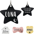 Ultra Joys Cat ID Tag Personalized Pet Tags, Durable Stainless Steel Small Pet Mini Dog Cat Tag Lightweight - Star Tag in Black