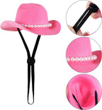 Pet Cowboy Costume Accessories Halloween Costumes for Small Pet Dogs Cat Cowboy Hat for Dogs and Bandana Scarf Halloween Party Western Cosplay Accessories (Pink, Small)