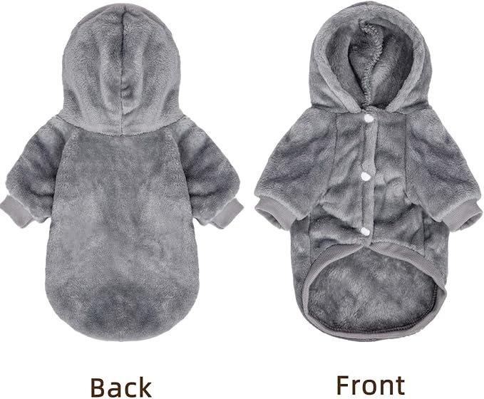 FabriCastle Dog Hoodie Sweater for Small Dogs Boy and Girl, Dog Clothes XS XXS Puppy Sweatshirt, Pet Outfit, Cat Clothing Super Soft Warm Snap On Closure (Light Grey, X-Large)