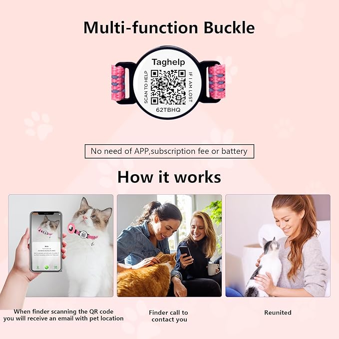 Reflective-Breakaway Cat Collars with Bells with QR Code Name Tag, Cat ID Tag Personalized,Adjustable Small,Ideal for Girl Cats Male Cats Kittens Puppies (Black B,Collar Only)