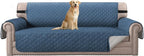 H.VERSAILTEX Sofa Slipcover Reversible Sofa Cover Seat Width Up to 78" Water Resistant Couch Cover with Elastic Strap Quilted Furniture Protector for Pets(Oversized Sofa, Dark Blue/Beige)
