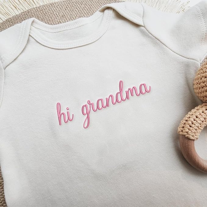 COUPLEHOODIES Personalized Baby Onesie Bodysuit – Custom Embroidery Gift for Pregnancy Reveal Baby Shower or First Grandchild