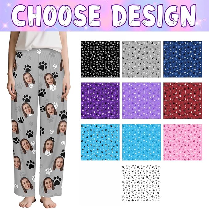 Custom Couple Pajama Pants Sock with Funny Face, Personalized PJ Anniversary Birthday Women Men Pants