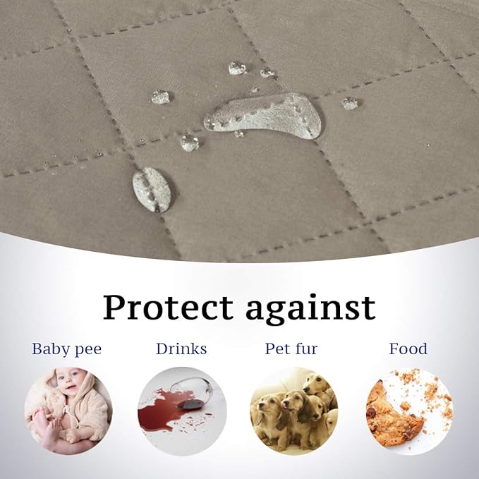 H.VERSAILTEX Reversible Sofa Cover Couch Cover for 3 Cushion Couch Water Resistant Furniture Protector for Pets Durable Sofa Slipcover with Non Slip Elastic Strap(Sofa, Khaki/Beige)
