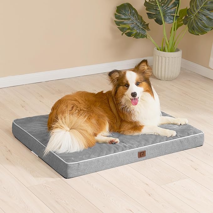 EHEYCIGA Waterproof Dog Bed Orthopedic 41"x27", Memory Foam Pet Bed for XLarged Dogs, Washable Pet Mat with Removable Cover, Grey