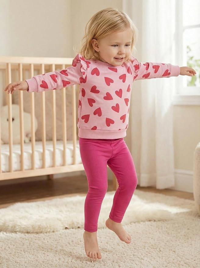 Little Girls Unicorn Outfits 2 Piece Kids Ruffle Sleeve Sweatshirt + Leggings Fall Leopard Clothing Sets 2-10 Years Old