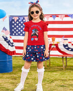 Akyzic Little Girl Skirt Outfit Two Piece Spring Summer Outfit Butterfly Dress Cat Print Skirt Toddler Girl Outfit Set