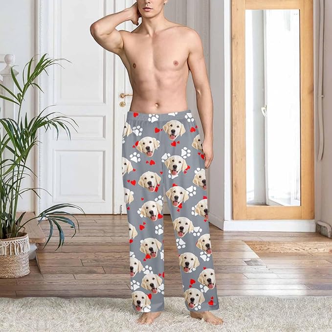 Custom Couple Pajama Pants Sock with Funny Face, Personalized PJ Anniversary Birthday Women Men Pants