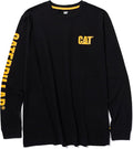 Caterpillar Trademark Banner Long Sleeve Tee Shirts for Men with Center Back Neck Wire Management Loop and Cat Workwear Logo