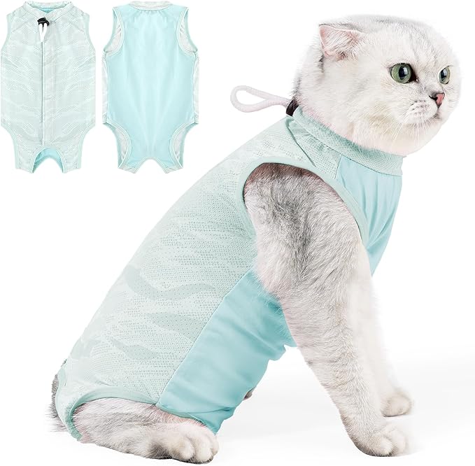 Coppthinktu Cat Recovery Suit Cat Onesie for Cats After Surgery, Breathable Cats Surgery Recovery Suit Female for Abdominal Wounds, Kitten Surgical Suit E-Collar Alternative After Spay Anti Licking