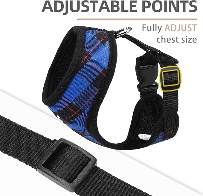 PUPTECK Soft Mesh Dog Harness and Leash Set Pet Puppy Cat Comfort Padded Vest No Pull Harnesses, Navy Blue, M