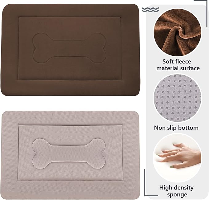 JoicyCo Dog Bed Soft Dog Crate Pad Mat for Medium/Large Dogs, 36 in Non-Slip Bottom Washable Dog Sleeping Mattress Pet Beds Cat Bed Kennel Pad, Dark Brown