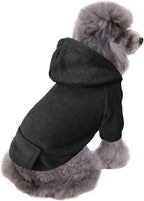 Jecikelon Winter Dog Hoodie Sweatshirts with Pockets Warm Dog Clothes for Small Dogs Chihuahua Coat Clothing Puppy Cat Custume (Black, Small)