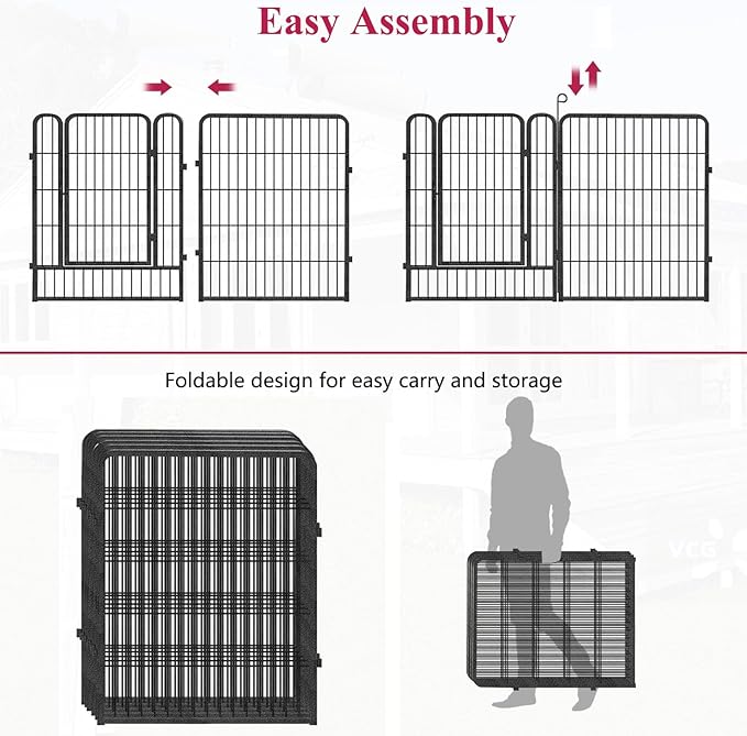 Dog Playpen Pet Fence Outdoor for Yard, 32inch 38 Panels Dog Pens Outside Anti-Rust Pet Playpen Exercise Pen with Lock for Large Medium Small Pets, Portable Pet Fence for Yard RV Camping