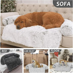 Calming Dogs/Cats Bed Mats, Dog Pad Washable Removable Couch Cover, Plush Long Fur Mat for Pets, Waterproof Lining, Perfect for Small, Medium and Large Dogs and Cats (Dark Gray, 53"x39")