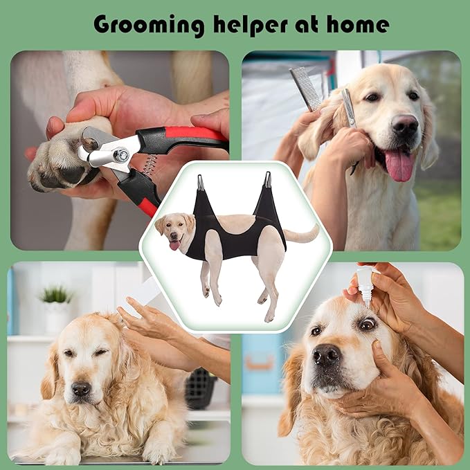 Guzekier Pet Dog Grooming Hammock Harness for Cats & Dogs, Dog Sling for Grooming, Dog Hammock Restraint Bag with Nail Clippers/Trimmer, Nail File, Pet Comb,Ear/Eye Care