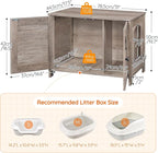 HOOBRO Litter Box Enclosure, Cat Litter Box Furniture with Removable Divider, Large Hidden Litter Box Furniture, Wooden Cat House, End Side Table, 31" L x 17.5" W x 19.7" H, Greige BG03MW01G2