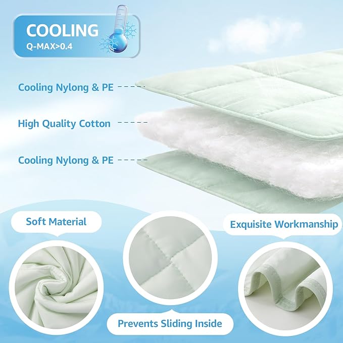 PICK FOR LIFE Cooling Blanket for Dogs, 0.4 Q-MAX Pets Cooling Comforter Throw for Bed Cover, Summer Blanket for Large Dogs Washable, Soft Lightweight Cold Mats for Pet Hot Weather (43"×55"/Green)